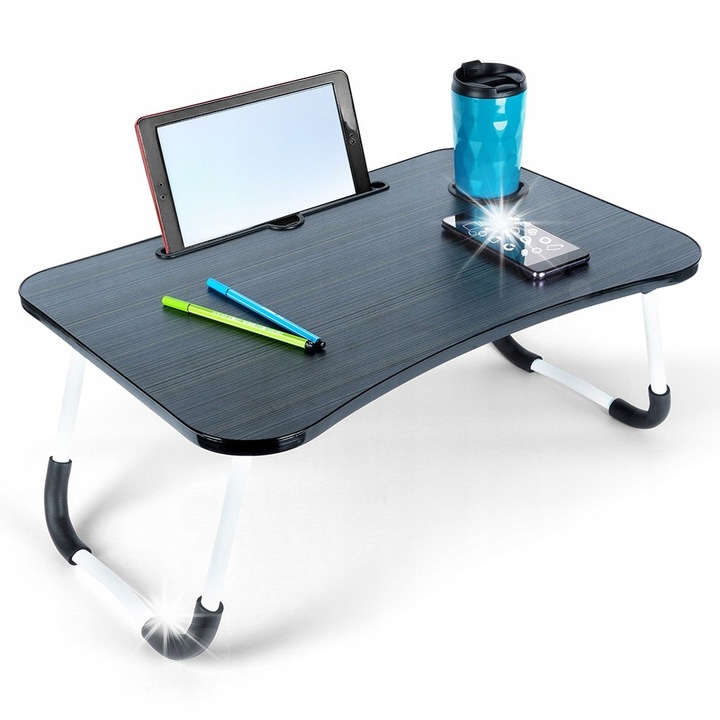 Masuta pentru laptop si tableta, Vilde, 61,5x40x26cm, gri, multifunctionala