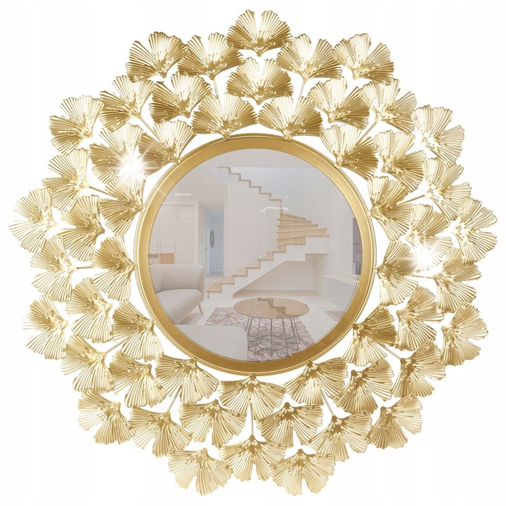 Dekoratív tükör, Home Styling Collection, 52cm, fémes, arany