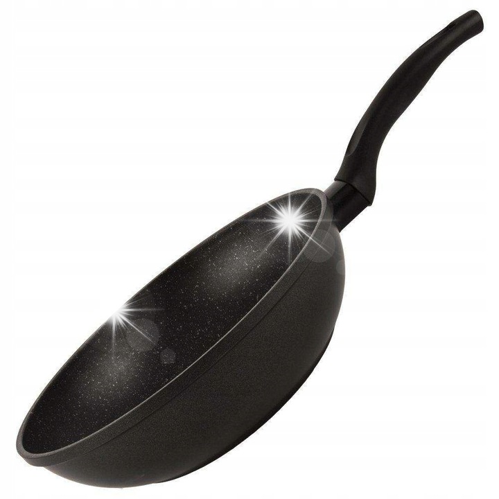 Tigaie adanca Florina, 30 cm, aluminiu, neagra, antiaderenta, pentru toate tipurile de plite