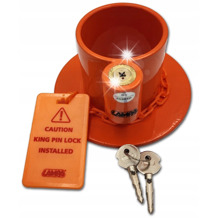Blokada naczepy TIR, Lampa, din otel, culoare portocalie, set cu 2 chei
