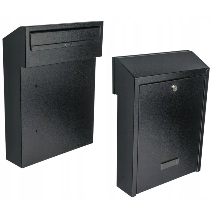 Cutie postala HuW, model dublu, rezistent la intemperii, culoare neagra, 40x29.5x12cm