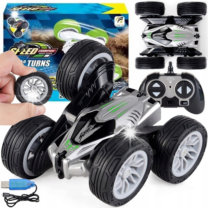 Masinuta cu telecomanda 4x4 Heckermann, 25 km/h, waterproof, 10x11x5 cm, negru-argintiu