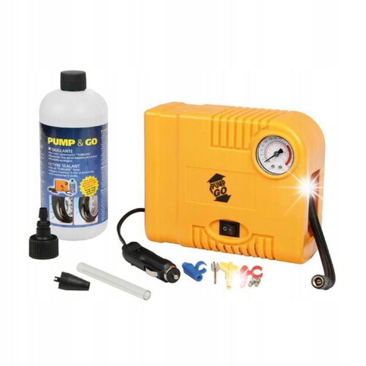 Compresor auto Lampa, set de reparare roti, 20 bar, 500ml, 220x75x175mm