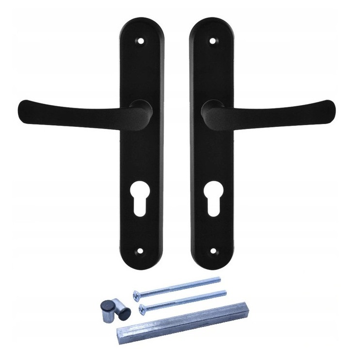 Set manere usa, Steelfence, aluminiu, negru, incuietoare Jania 90/22mm