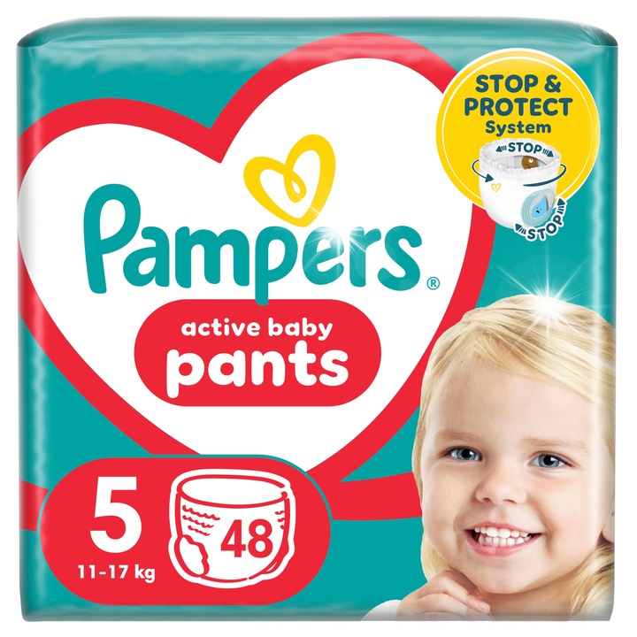 Пелени Pampers 5 Junior, комплект 48 бр., Stop & Protect, 12-17кг