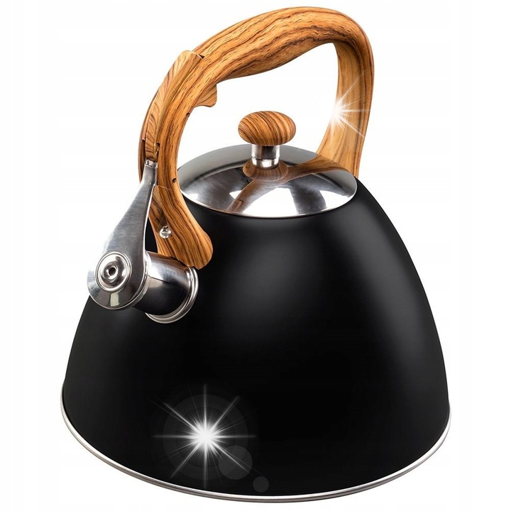 Чайник Vilde със свирка, инокс, 3L, 23x22см, черен