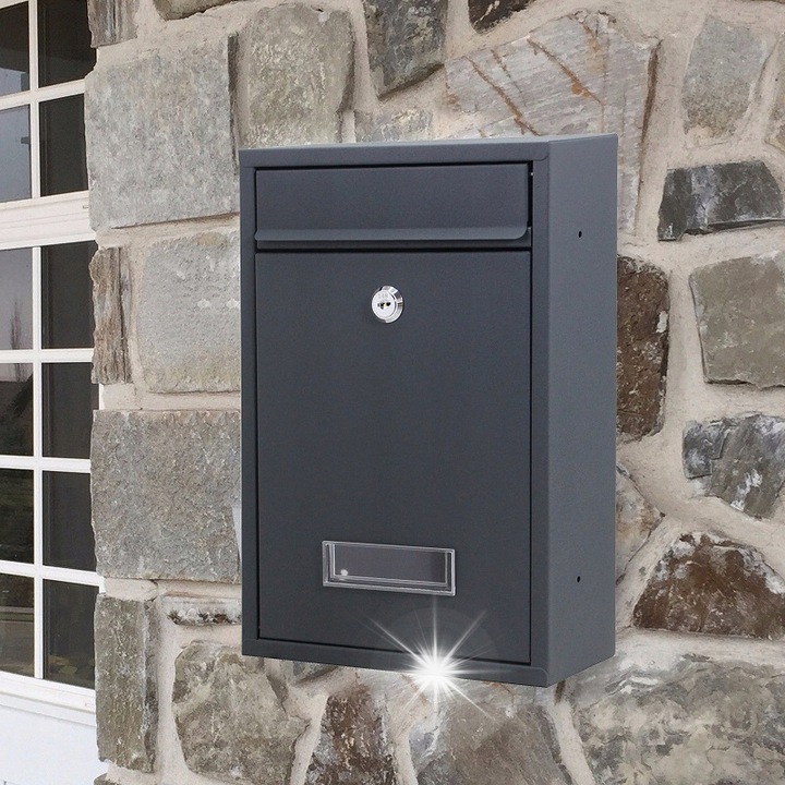 Cutie postala Steelfence, antracit, 32x21,5x9cm, cu 2 chei, montare simpla
