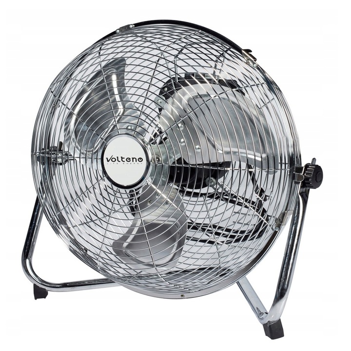 Ventilator profesional de podea, Volteno, 100W, 3 trepte de putere, crom, 43 cm