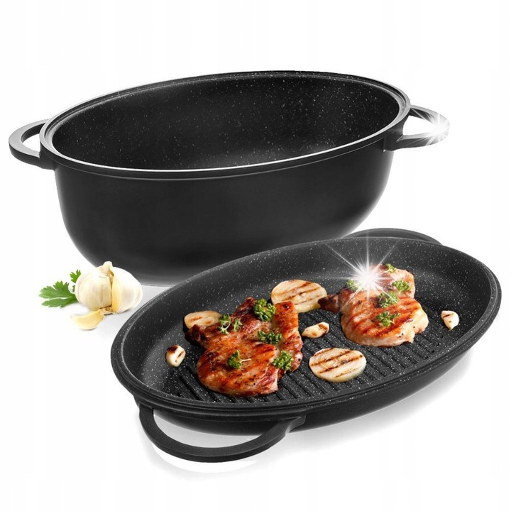 Тава за печене Orion, алуминий, 43x30см, черна, дълбочина 13,5см, с капак