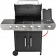 Газов грил от неръждаема стомана с 4+1 горелки, 21,6 kW + 3 kW, чугунена скара, с термометър