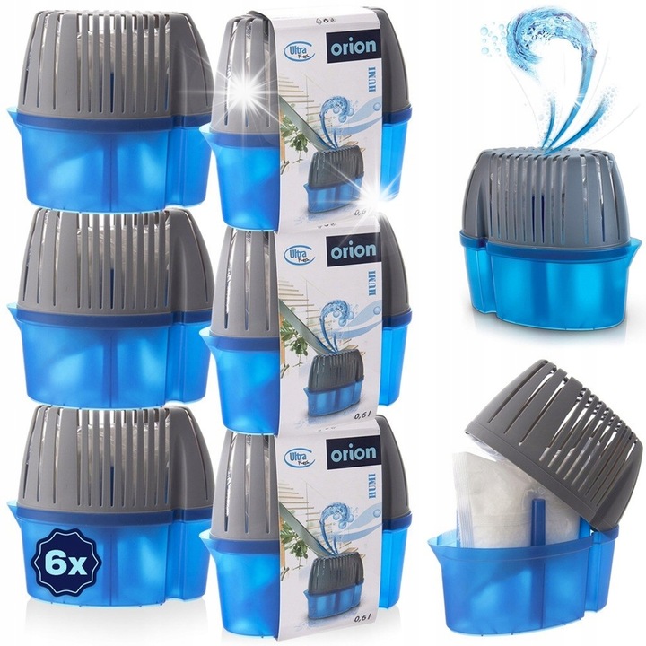 Комплект 6 абсорбатора на влага Orion, 21x9x18,5см, 600мл, син