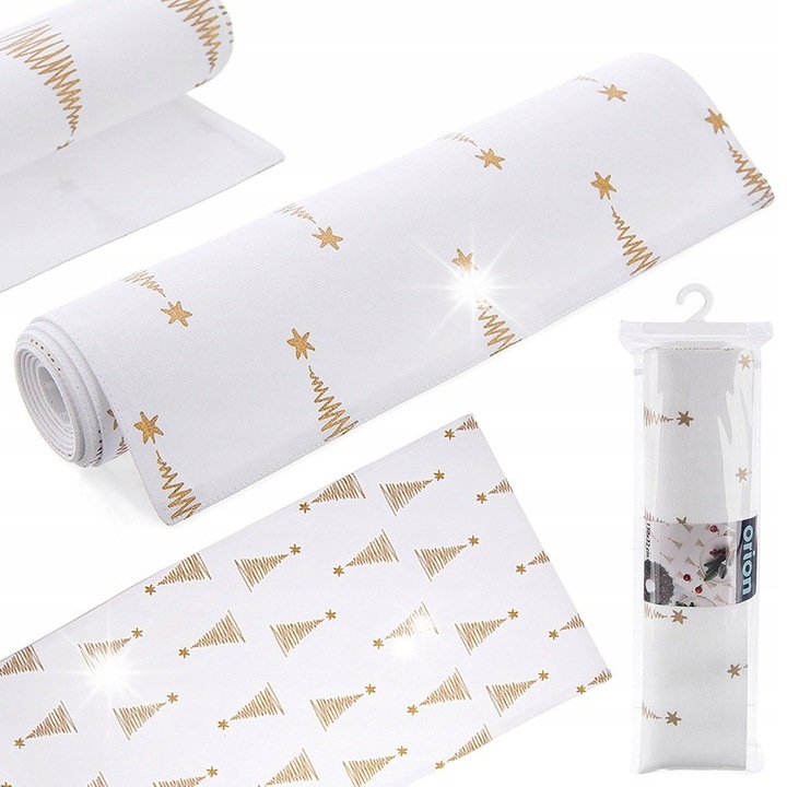 Traversa decorativa pentru masa, Orion, alb, 130x32cm