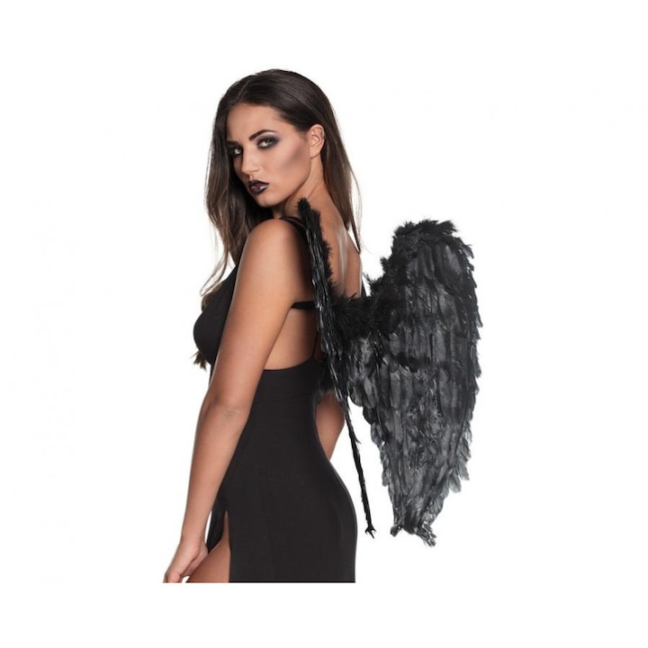 Aripi de inger cu pene 65 x 65 cm, negru