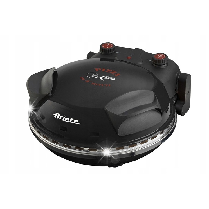 Cuptor electric pentru pizza Ariete, model 917, 1200W, 5 niveluri de temperatura, piatra ceramica, 34x30x19cm