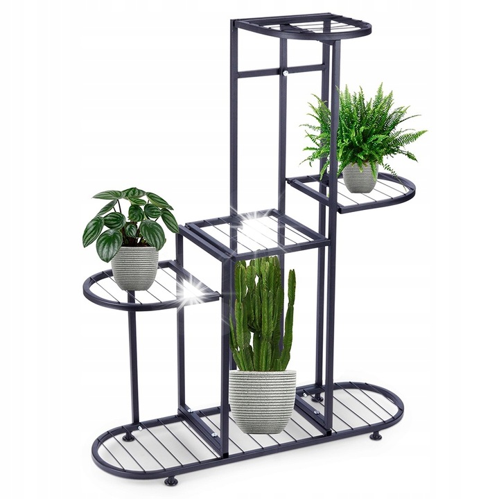 Kwietnik metalic Vilde, 5 niveluri, negru, 69,5x23,5x84,5cm