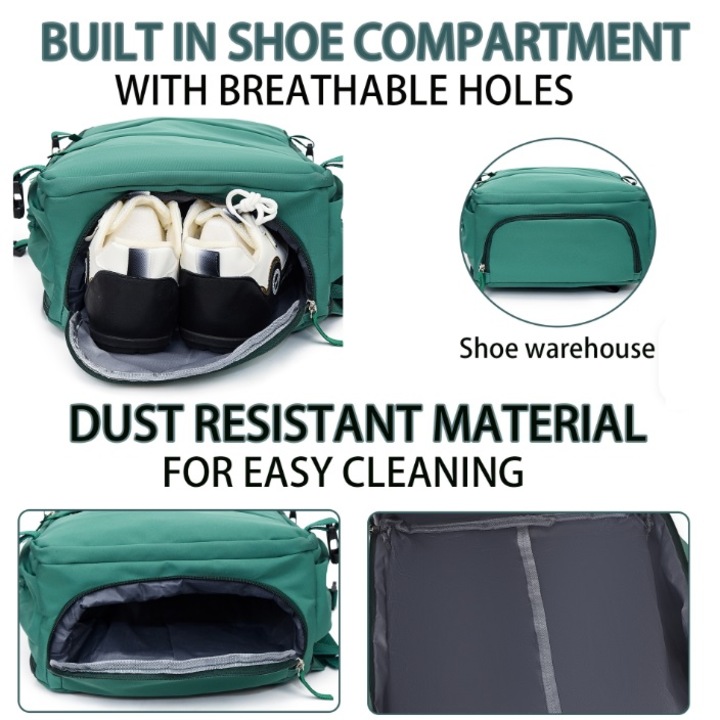 Rucsac Wizzair, Ryanair de calatorie, dimensiuni 40*30*20 cm, cu 2 x punga vacuum, pompa inculsa, Bagaj de mana, multifunctional, Impermeabil, Multiple Compartimente, Spatiu Laptop 17"