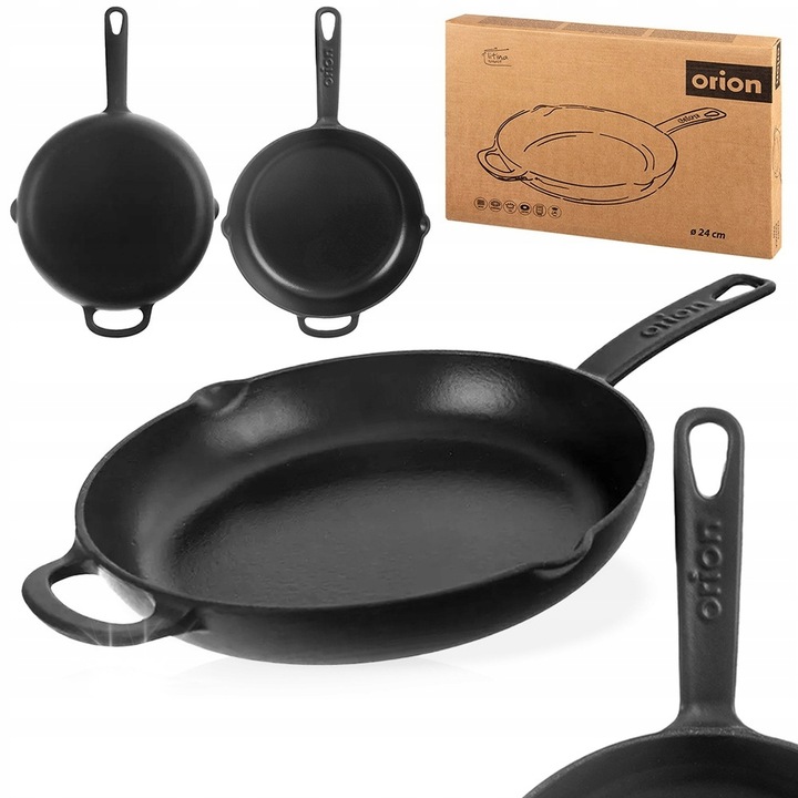 Емайлиран чугунен тиган Orion, 24 см, черен, за газ и индукция