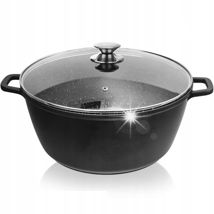 Oala granitica cu capac 32cm 9,7L Orion, pentru gatit, potrivita pentru toate tipurile de plite, inclusiv inductie