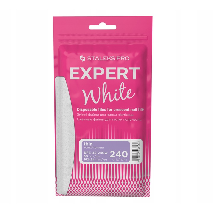 Set 50 discuri unghii semiluna Staleks, granulație 240, alb, 162x24mm