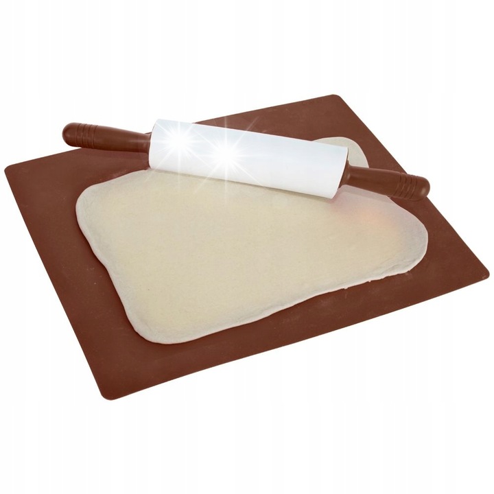 Covoras de silicon mare pentru aluat, pentru intins aluat 60x50cm, cu sucitor de silicon