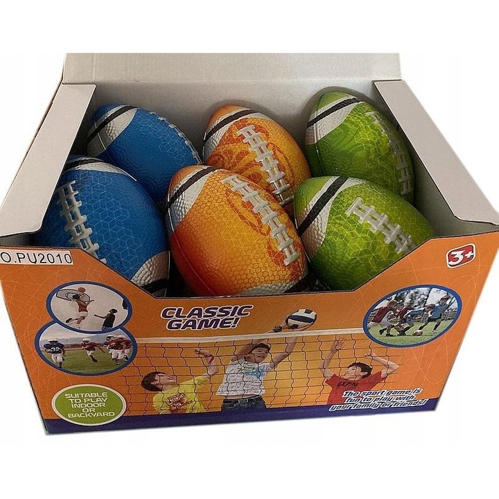 Set 12 mingi rugby pentru copii, ADAR, activitate in aer liber, distractie, dimensiune standard