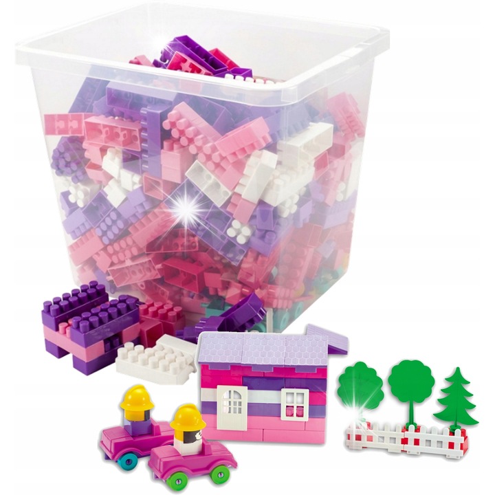 Építőkészlet, 500 elem, mérete 42x35x33cm, élénk színek, 3 éves kortól