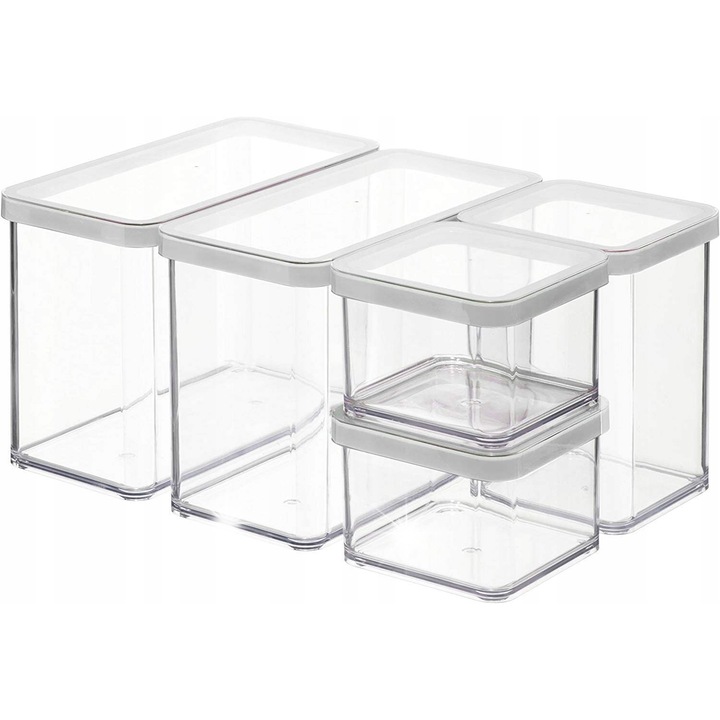 Set 5 cutii depozitare Rotho LOFT, 1L, 2x0.5L, 2x2.1L, grafit, 30x20x15cm