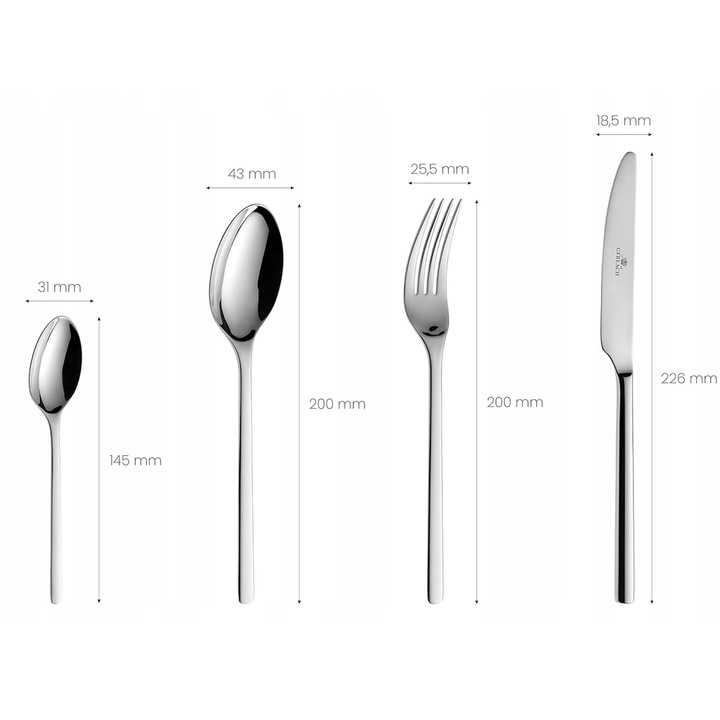 Комплект прибори за хранене Gerlach Modern, 12 души, 48 части, неръждаема стомана 18/10, гланцово покритие