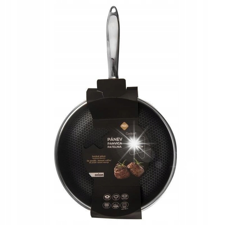 Тиган Orion, 26см, инокс, незалепващ, дълбок, сребрист/черен