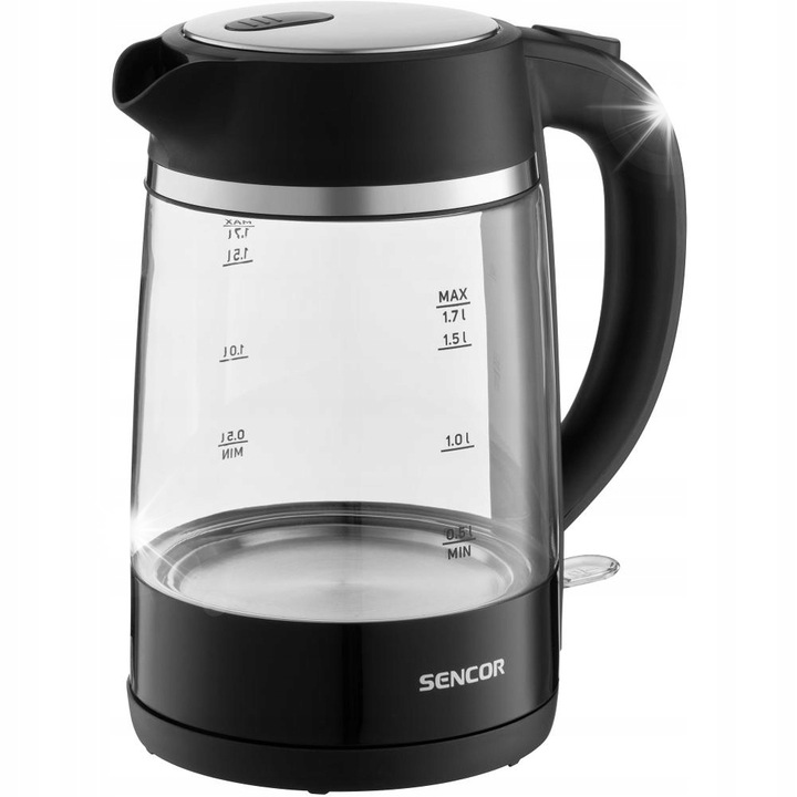 Fierbator electric Sencor, 1,7L, 2200W, sticla, fara BPA