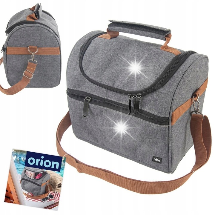 Термоизолираща чанта Orion, 5,5л, сива, 23x18x22см