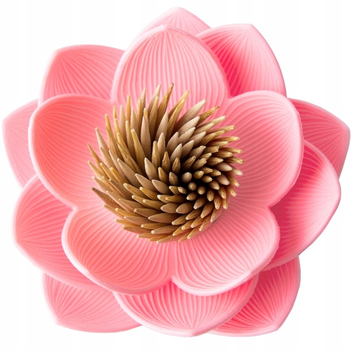 Suport pentru scobitori Qualy Lotus, roz, 6x7,2cm, set fara scobitori