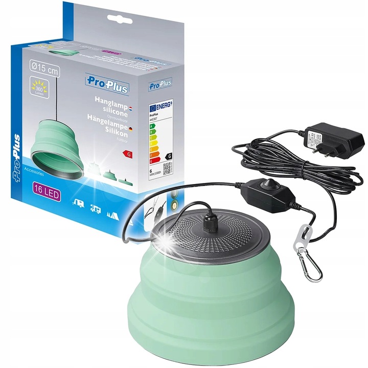 Къмпинг лампа Proplus, зелена, 230V