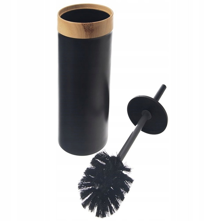 Perie de toaleta cu suport, Orion, neagra, 10x10x36cm