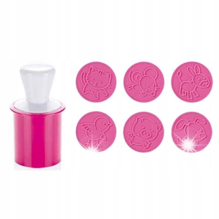 Set forma prajituri, Tescoma, 6 animale, alb-roz, 12,5x5cm