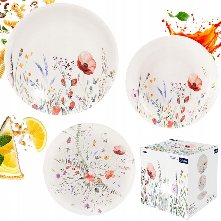 Set de masa Orion, farfurii adanci si plate, model MAKI, multicolor