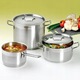 Orion Anett rozsdamentes acél edény fedővel, 16 cm, 1,2L, ezüst, készlet