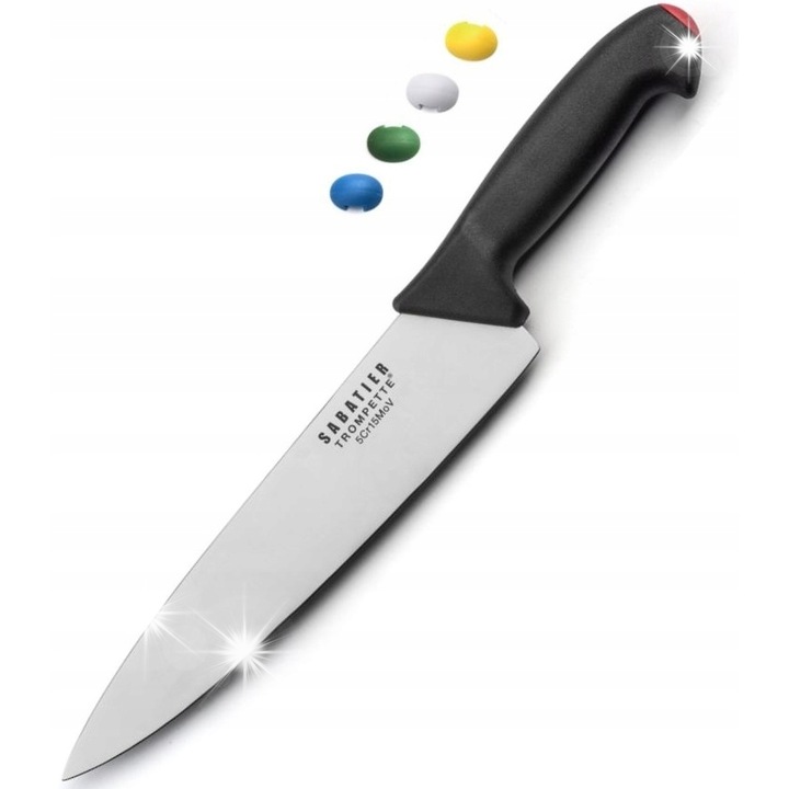 Cutit de bucatarie Sabatier Pro Tech 25cm, Amefa, sistem HACCP, maner negru, otel 50CrMoV15