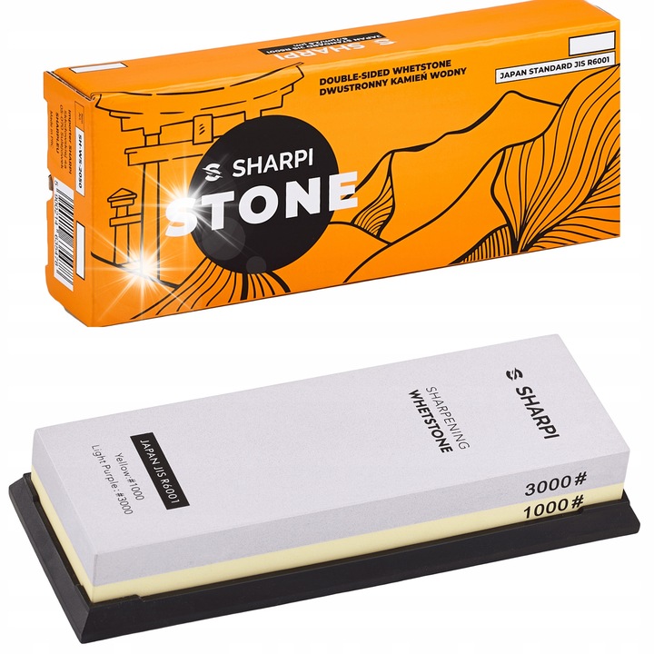 Ascutitoare cu piatra de apa SHARPI 1000/3000, pentru ascutirea cutitelor, 180x60x28mm, utilizare cu apa sau ulei