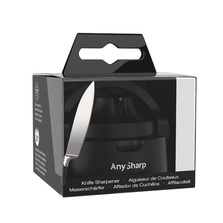 Точило с волфрамов карбид AnySharp Classic EVO, черно, компактно, с вендуза