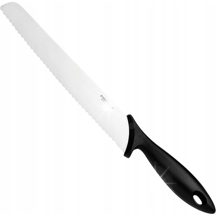 Feliator de paine Fiskars Essential 23 cm, cu lama zimtata, design ergonomic, inox