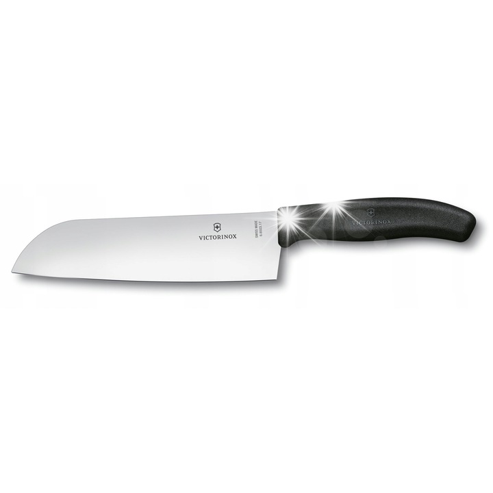 Cutit Santoku Victorinox 17cm, lama neteda, maner profilat, fabricat in Elvetia