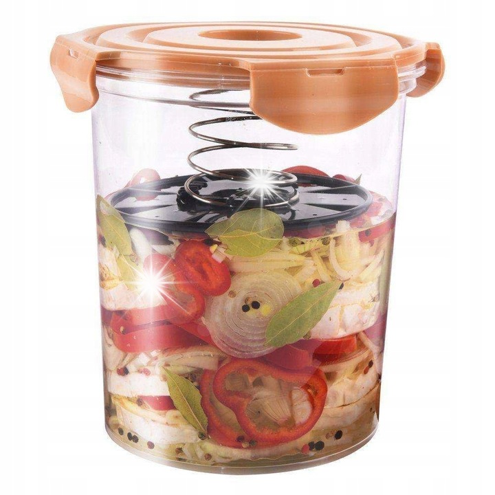 Recipient de marinat 4L, Orion, capac cu 4 cleme, sigiliu din silicon, transparent