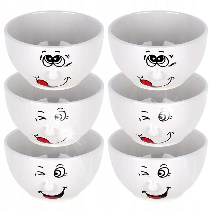 Set 6 boluri ceramica pentru supa si salate, Koopman, alb, 10x5cm