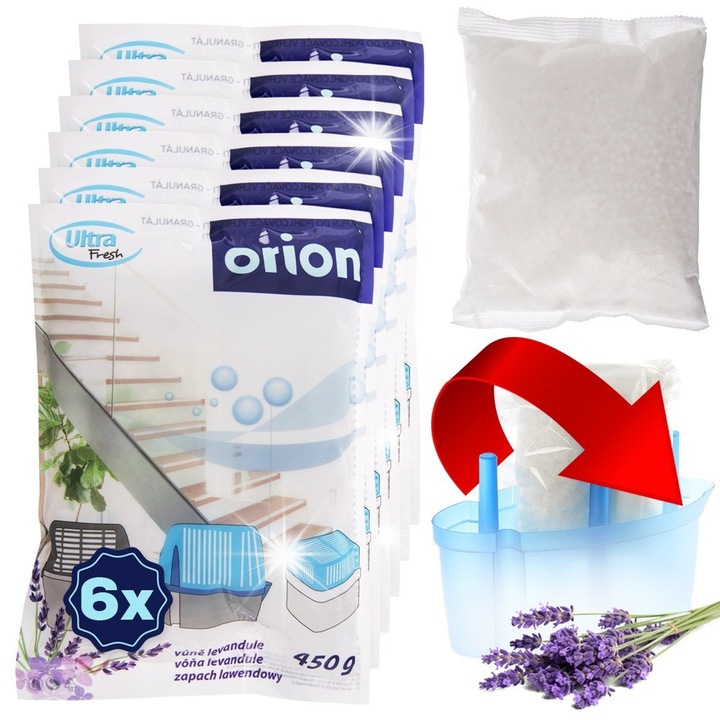 Комплект 6x Резерва за АБСОРБАТОР на Влага, Орион, 450гр, Лавандула, 18x13x2см
