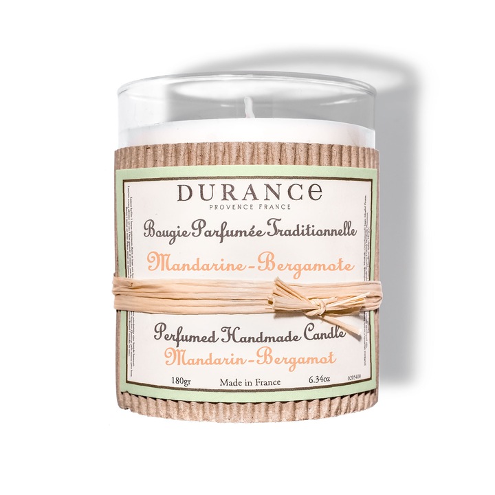 Ароматна ръчно изработена свещ Durance - Мандарина - Бергамот 180 гр