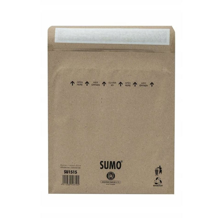Set Plicuri De Protectie, Neopak, Sumo E15, Dimensiuni Externe 235X265 mm, Dimensiuni Interne 215X265 mm, Material Hartie Kraft, Gramaj 90 g/M², 235 x 265 mm, Maro, 50 Buc
