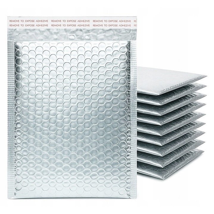 Set Plicuri Decorative, Neopren, Gramaj Ridicat, Realizate Din Plastic, Metoda De Inchidere Autocolanta, Calitate Superioara, 260 X 360 Mm, Argintiu, 100 Buc