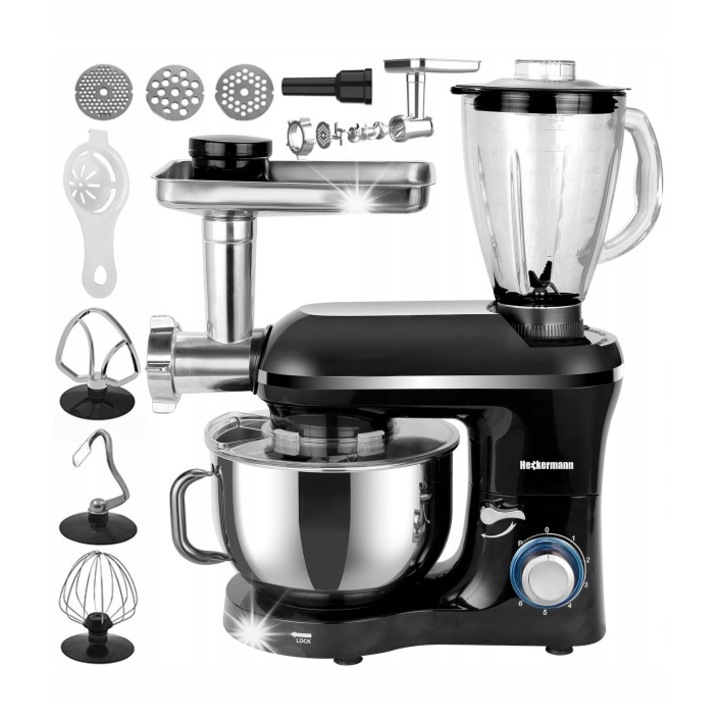 Robot de bucatarie Heckermann, model SM-1518, 6,2l, 6 viteze, negru