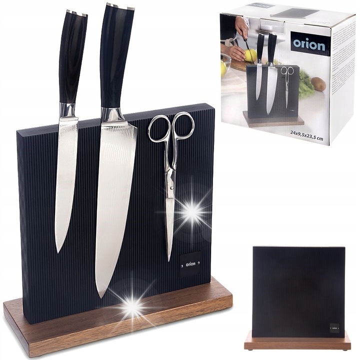 Suport tacamuri, Orion, bloc magnetic, 24x9,5x23,5cm, lemn de acacia, antiderapant